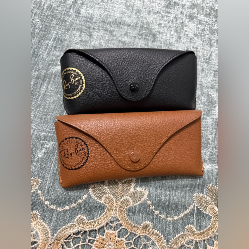 Ray-Ban Black and Brown Leather Clutch Set